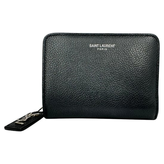 Saint Laurent Rive Gauche Zip Around Kompaktgeldbörse aus schwarzem Leder - Image 2