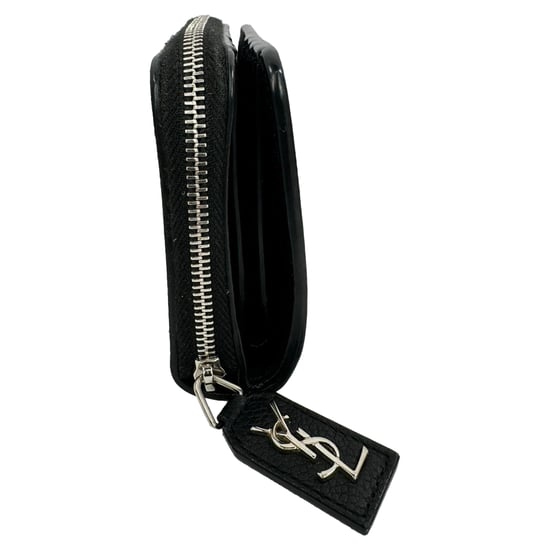 Saint Laurent Rive Gauche Zip Around Kompaktgeldbörse aus schwarzem Leder - Image 5