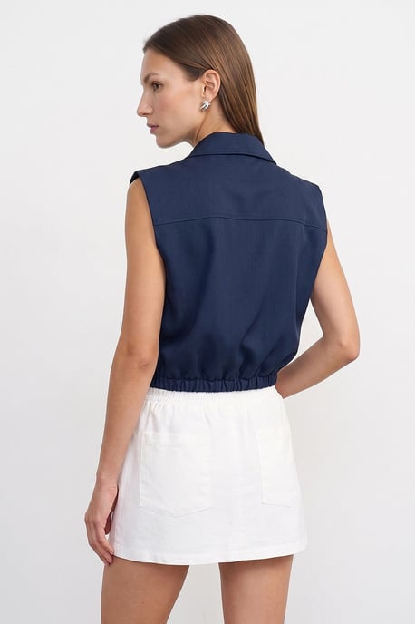 Damen Cropped Ärmelloses Shirt mit Reißverschluss - Image 2