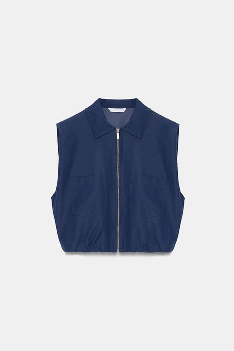 Damen Cropped Ärmelloses Shirt mit Reißverschluss - Image 5