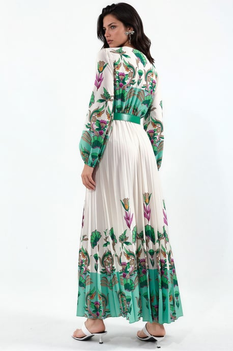 Blumen-Midi-Kleid mit Gürtel - Image 3