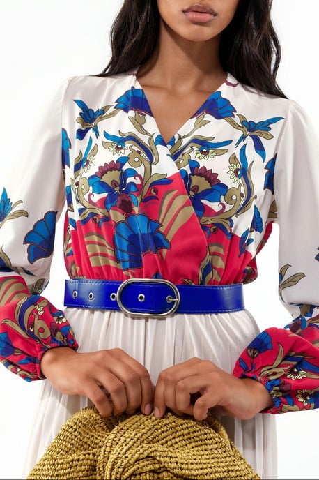 Blumen-Midi-Kleid mit Gürtel - Image 4