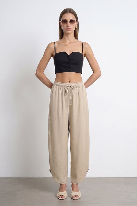 Damen Tencel Weite Crepe-Hose mit Schlitz - Image 1