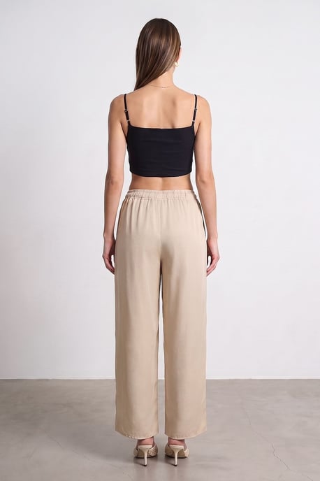 Damen Tencel Weite Crepe-Hose mit Schlitz - Image 2