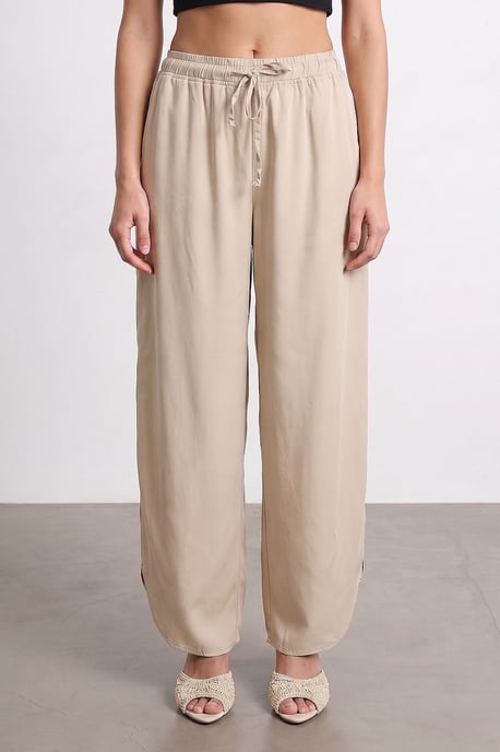 Damen Tencel Weite Crepe-Hose mit Schlitz - Image 3