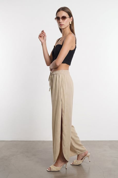 Damen Tencel Weite Crepe-Hose mit Schlitz - Image 4