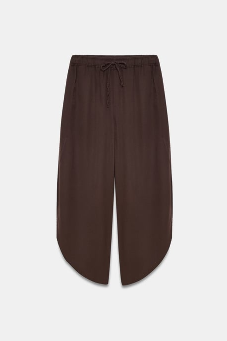 Damen Tencel Weitbeinige Crepe-Hosen mit Schlitz - Image 5