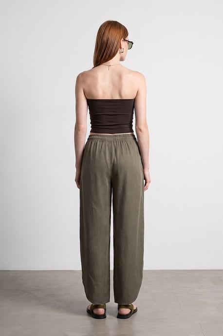 Damen Tencel Weitbeinige Crepe-Hosen mit Schlitz - Image 2