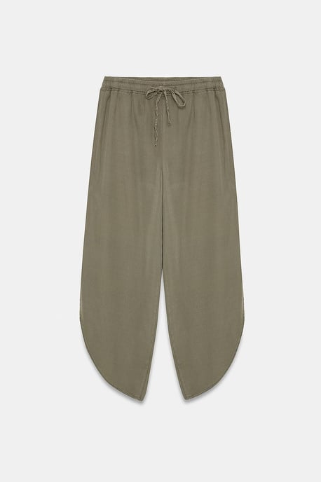 Damen Tencel Weitbeinige Crepe-Hosen mit Schlitz - Image 5