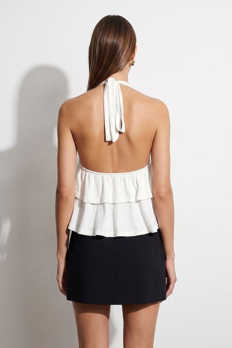 Halternecken-Poplinbluse mit Rüschendetails - Image 2