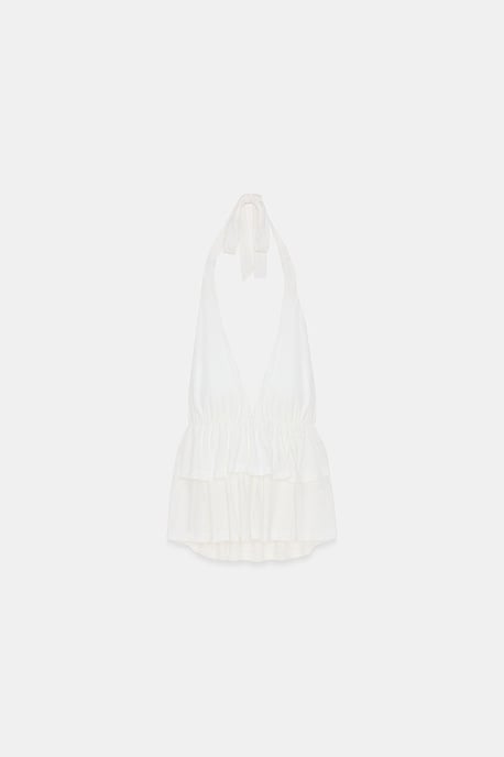 Halternecken-Poplinbluse mit Rüschendetails - Image 5