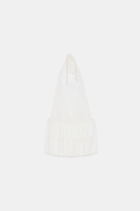 Halternecken-Poplinbluse mit Rüschendetails - Image 6