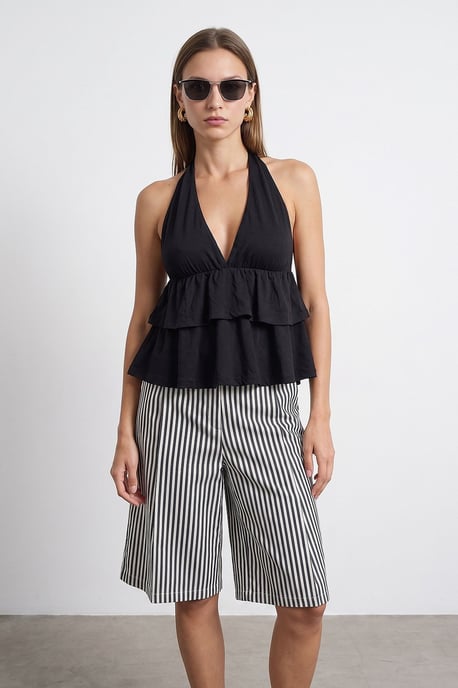 Halterneck Poplin-Bluse mit Rüschendetail - Image 3