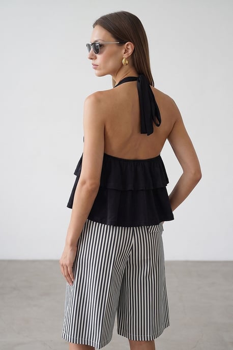 Halterneck Poplin-Bluse mit Rüschendetail - Image 4