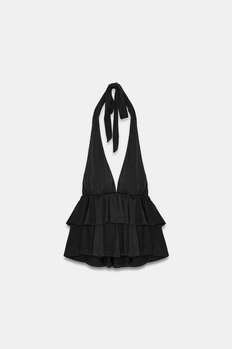 Halterneck Poplin-Bluse mit Rüschendetail - Image 6