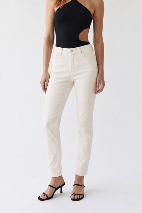 Damen Hochtaillierte Gerade Jeanshose - Image 2