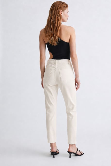 Damen Hochtaillierte Gerade Jeanshose - Image 3