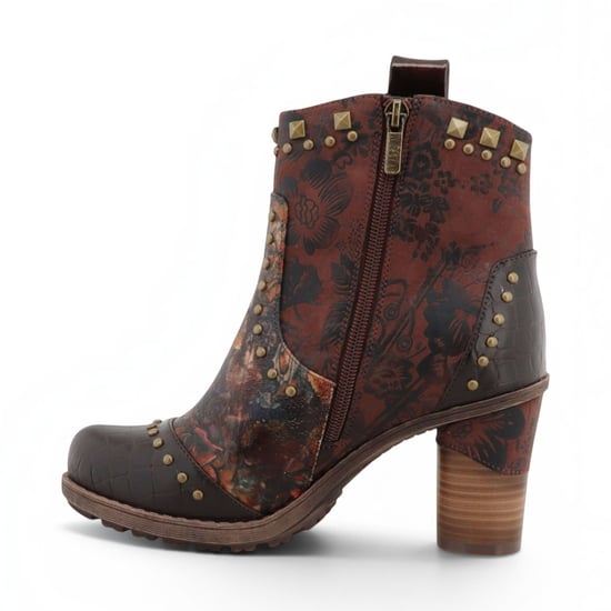 Mustang Damen braune Blumen-Fußstiefel mit Absatz – M0162012 - Image 3