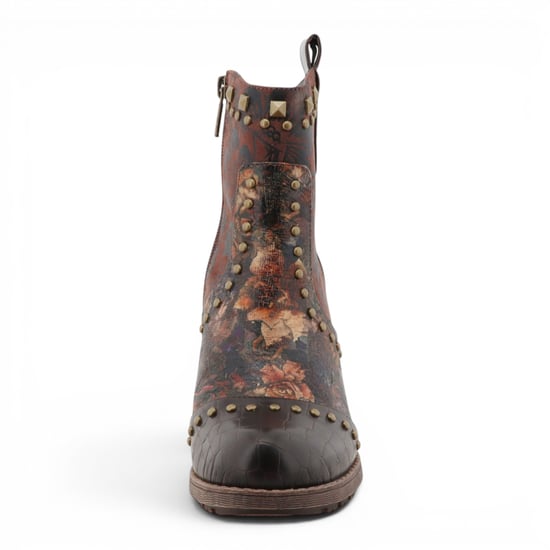 Mustang Damen braune Blumen-Fußstiefel mit Absatz – M0162012 - Image 5