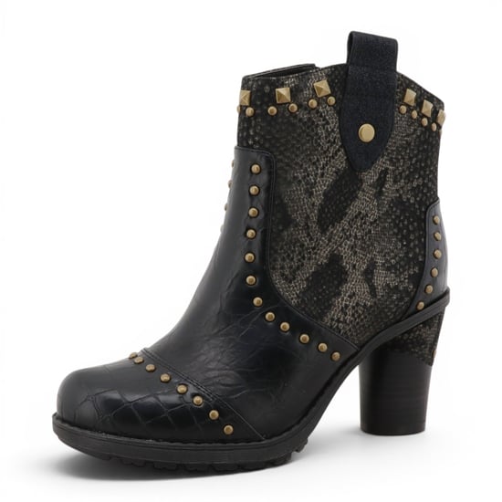 Mustang Damen schwarze Blumen-Fußstiefel mit Absatz – M0162012 - Image 4