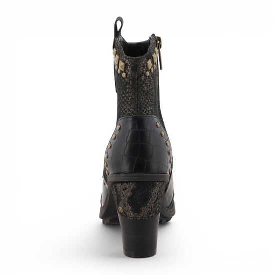 Mustang Damen schwarze Blumen-Fußstiefel mit Absatz – M0162012 - Image 6
