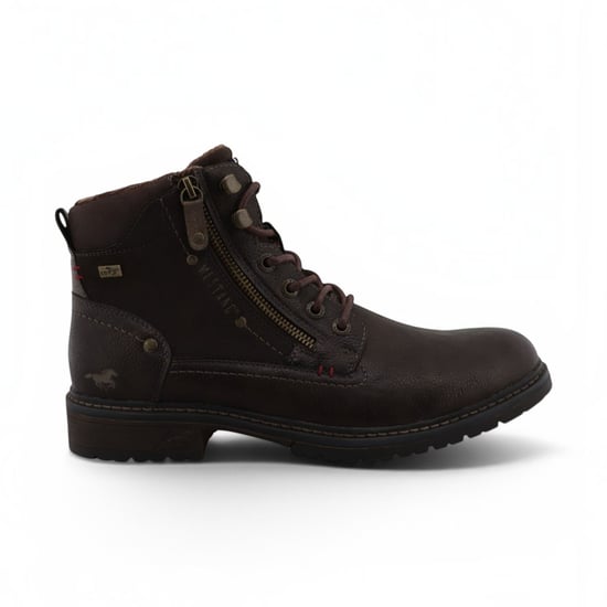 Mustang Herren dunkelbraune Kunstleder-Winter-Schnürstiefel – M0031006 - Image 1