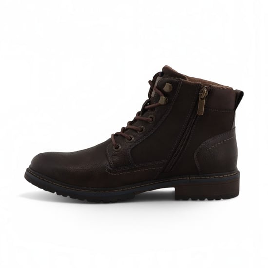 Mustang Herren dunkelbraune Kunstleder-Winter-Schnürstiefel – M0031006 - Image 3