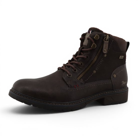 Mustang Herren dunkelbraune Kunstleder-Winter-Schnürstiefel – M0031006 - Image 4