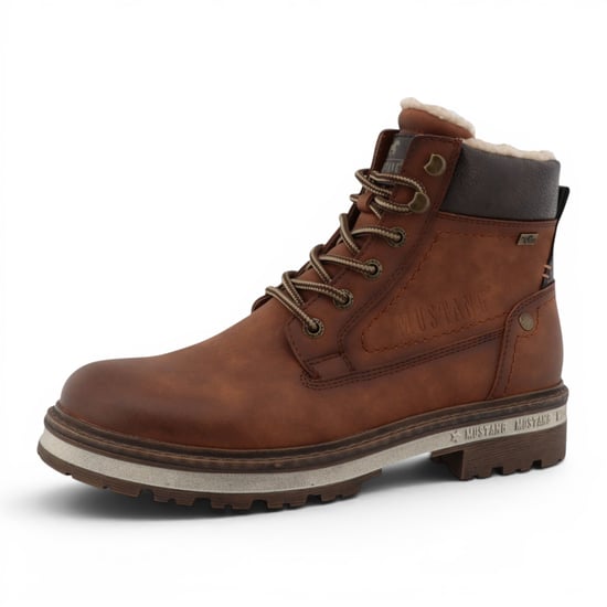Mustang Herren-Cognac Braunes Kunstleder-Winter-Schnürstiefel – M0091001 - Image 4