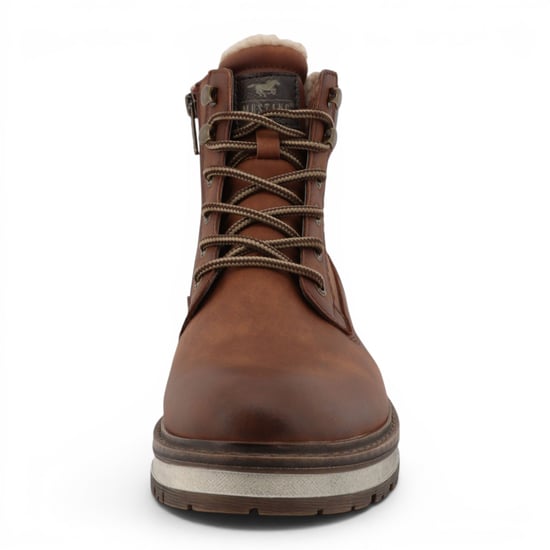 Mustang Herren-Cognac Braunes Kunstleder-Winter-Schnürstiefel – M0091001 - Image 5