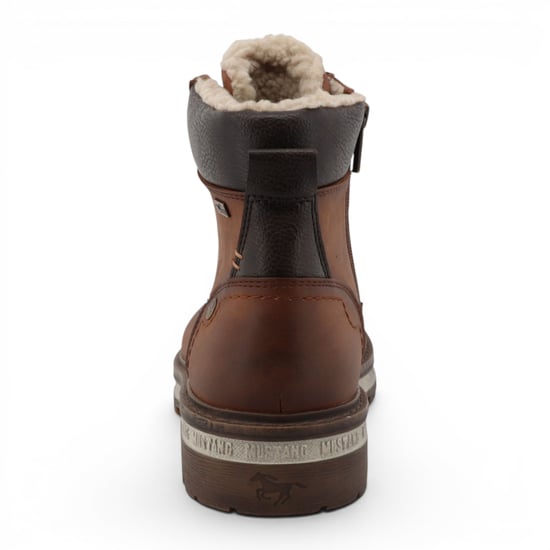 Mustang Herren-Cognac Braunes Kunstleder-Winter-Schnürstiefel – M0091001 - Image 6