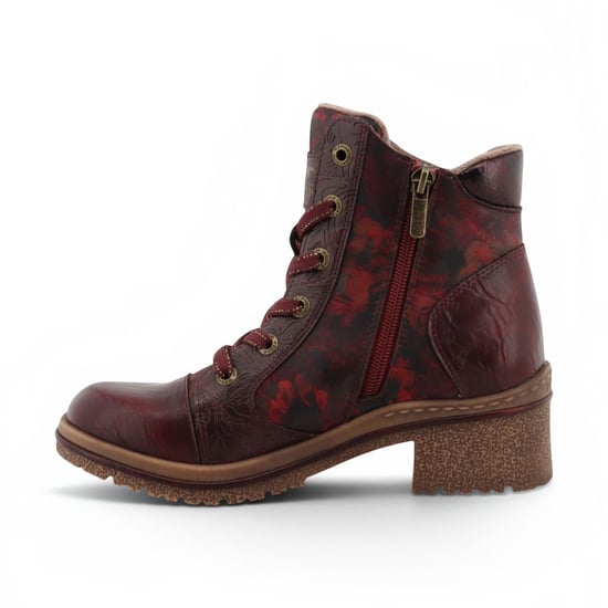 Mustang Damen-Burgundgrüne Blumen-Schnürstiefel im Winter – M0092001 - Image 3