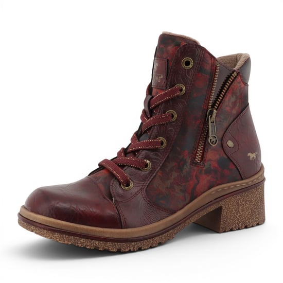 Mustang Damen-Burgundgrüne Blumen-Schnürstiefel im Winter – M0092001 - Image 4