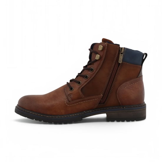Mustang Herren braune Kunstleder-Winter-Schnürstiefel – M0031006 - Image 3