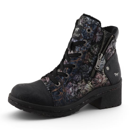 Mustang Damen-Schwarze Blumen-Schnürstiefel im Winter – M0092001 - Image 4