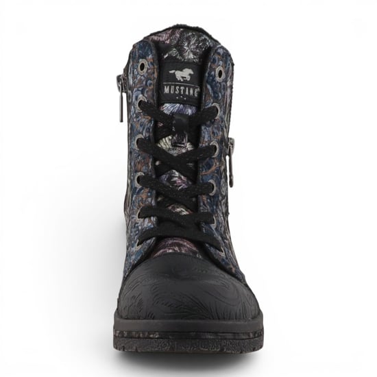Mustang Damen-Schwarze Blumen-Schnürstiefel im Winter – M0092001 - Image 5