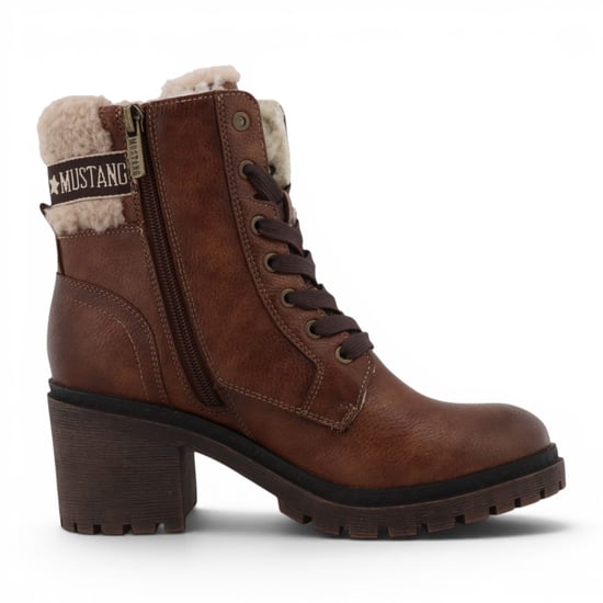 Mustang Women's Cognac Brown Winter Warm-Heeled Schnürstiefel – M0122001 - Image 1