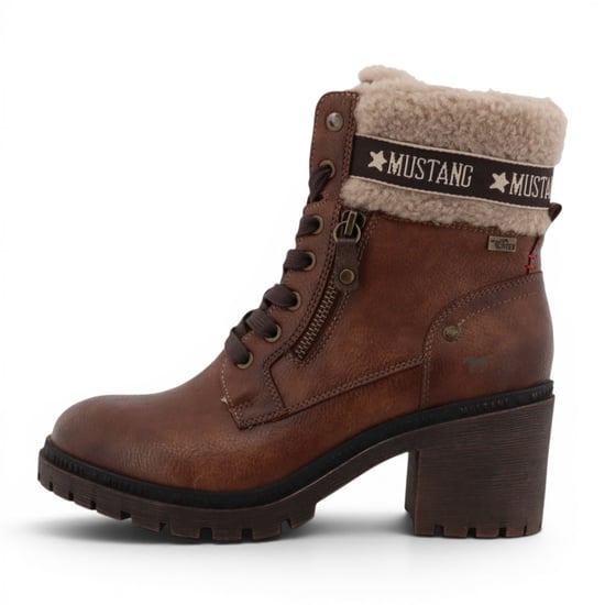 Mustang Women's Cognac Brown Winter Warm-Heeled Schnürstiefel – M0122001 - Image 3