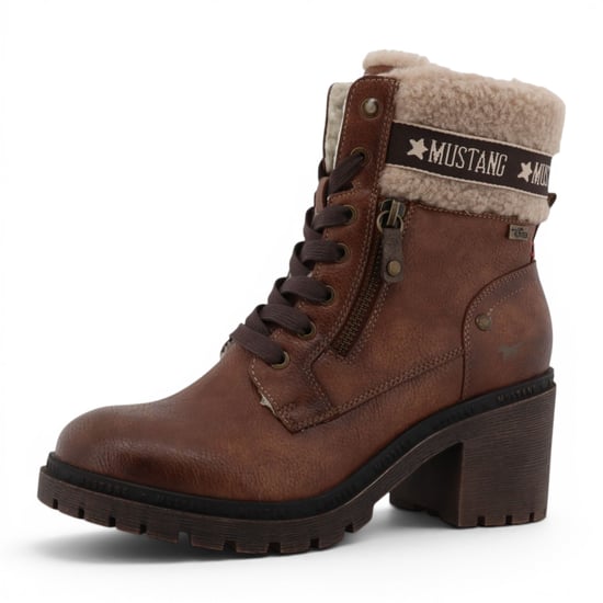 Mustang Women's Cognac Brown Winter Warm-Heeled Schnürstiefel – M0122001 - Image 4