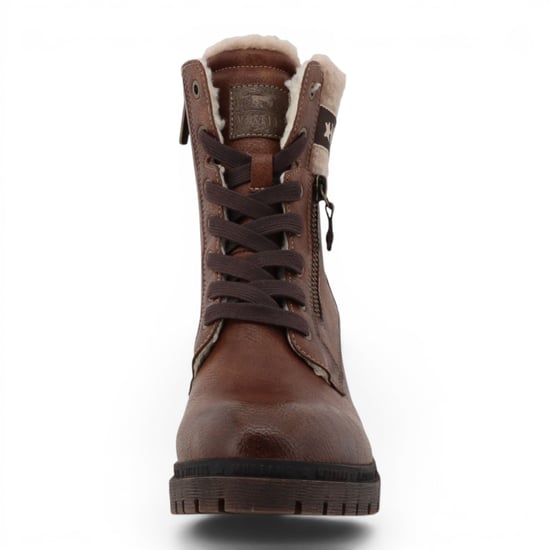 Mustang Women's Cognac Brown Winter Warm-Heeled Schnürstiefel – M0122001 - Image 5