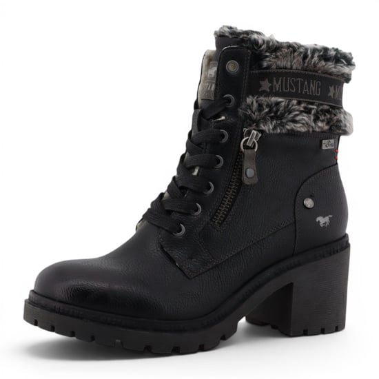Mustang Damen Schwarze Winter-Warm-Hoër-Schnürstiefel – M0122001 - Image 4