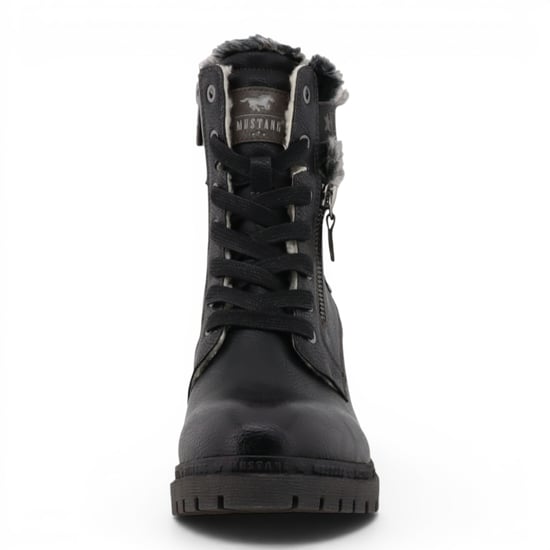 Mustang Damen Schwarze Winter-Warm-Hoër-Schnürstiefel – M0122001 - Image 5