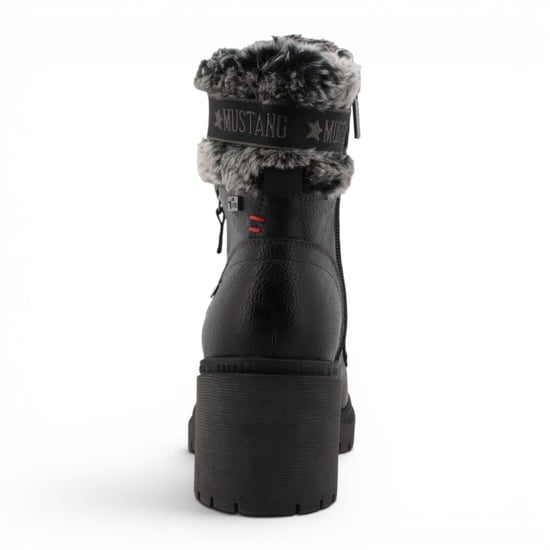 Mustang Damen Schwarze Winter-Warm-Hoër-Schnürstiefel – M0122001 - Image 6