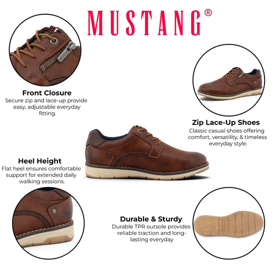 Mustang Herren braune Kunstleder-Freizeitschuhe für den Außenbereich M0031004 - Image 2
