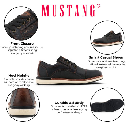 Mustang Herren Schwarze Kunstleder-Freizeitschuhe für den Außenbereich – M0141002 - Image 2