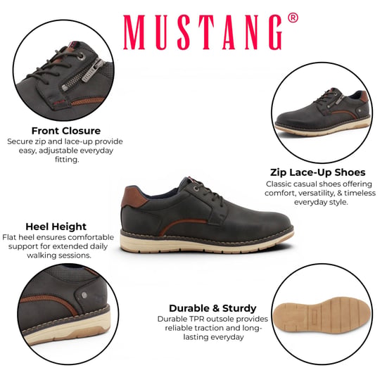 Mustang Herren dunkelgraue Kunstleder-Freizeitschuhe für den Außenbereich – M0031004 - Image 2
