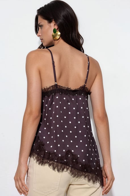 Punkte Satin V-Ausschnitt Cami Bluse - Image 3