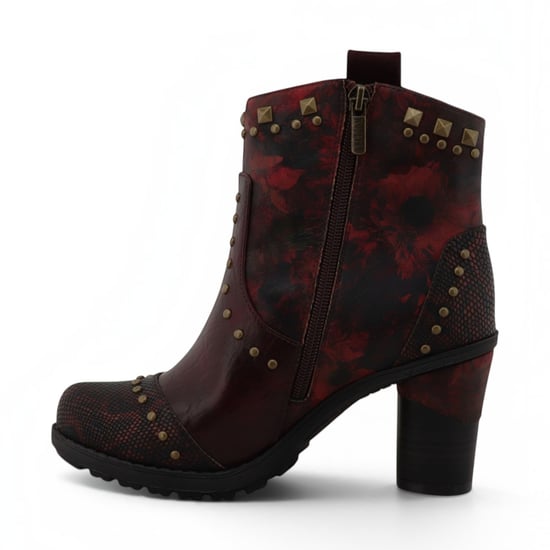 Mustang Damen-Burgundgrüne Blumen-Fußstiefel mit Absatz – M0162012 - Image 3