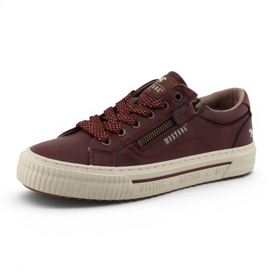 Mustang Damen-Burgundfarbene Kunstleder-Sneaker-Sneaker-Casual-Schuhe – M0112011 - Image 4