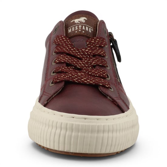 Mustang Damen-Burgundfarbene Kunstleder-Sneaker-Sneaker-Casual-Schuhe – M0112011 - Image 5